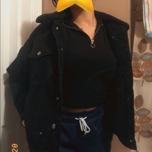 FOREVER 21 WOOL BLACK JEAN JACKET (MEDIUM)